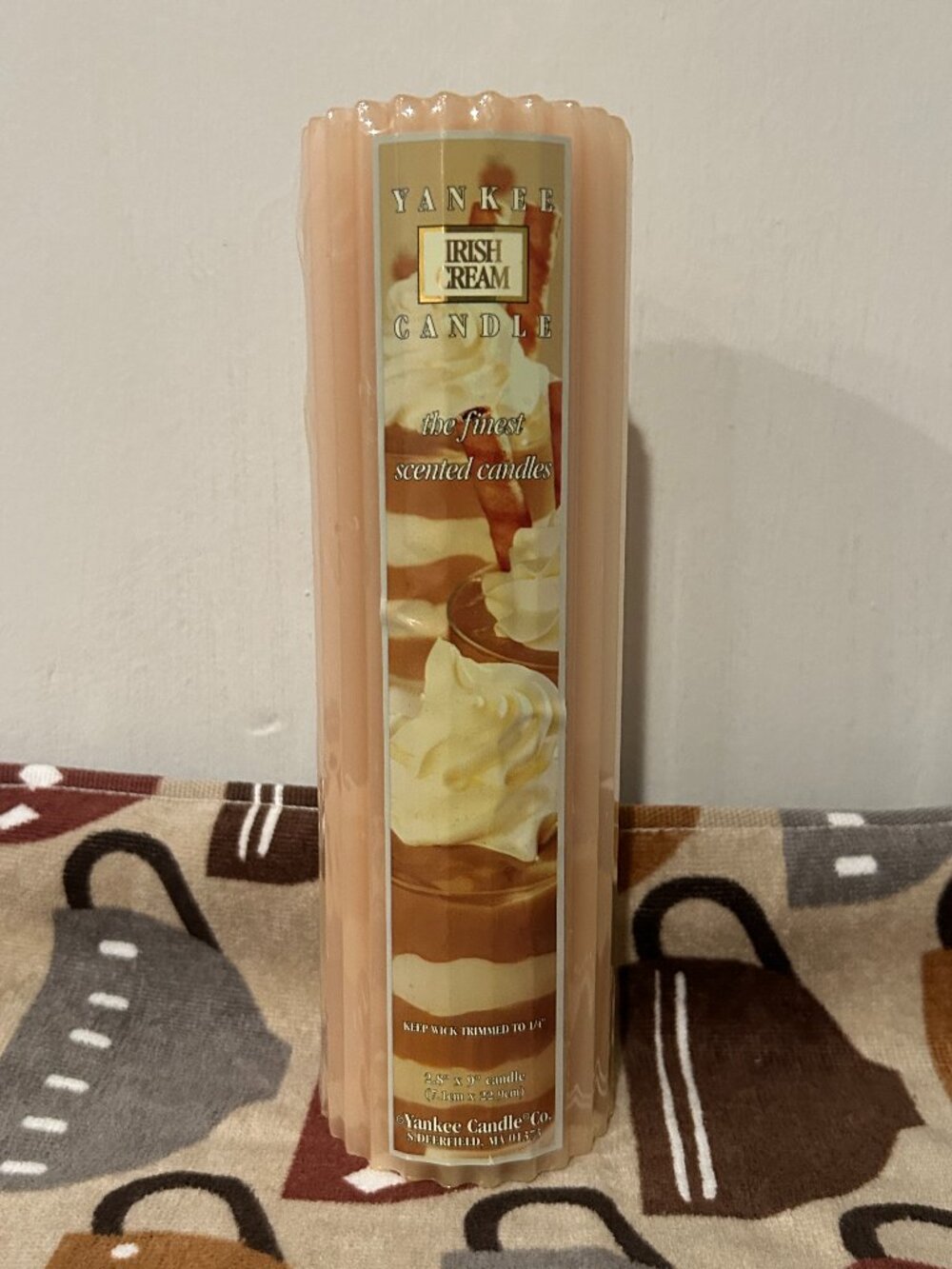 RARE Yankee Candle Ionic Pillar IRISH CREAM Vintage 90s ~ 2.8" x 9" tall